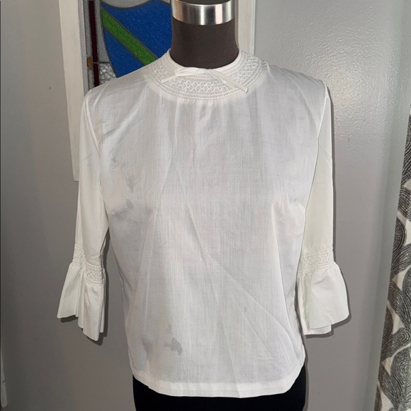 Union Made Tops - Vintage Smocked Cottegecore Cotton Blouse SZ XS